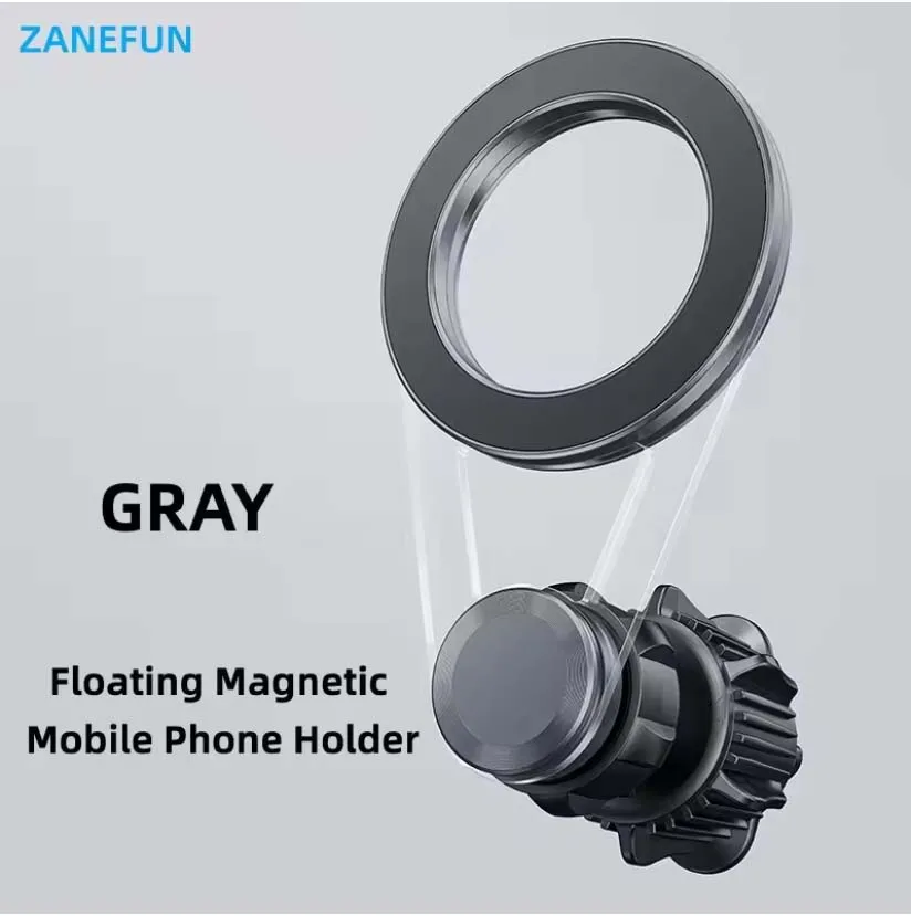 ที่วางโทรศัพท์ในรถยนต์แบบแม่เหล็กลอยได้ – 360 °   แท่นยึดแบบหมุนได้สำหรับโทรศัพท์แอปเปิลและแอนดรอยด์, แดชบอร์ดและที่ยึดกระจกหน้ารถ