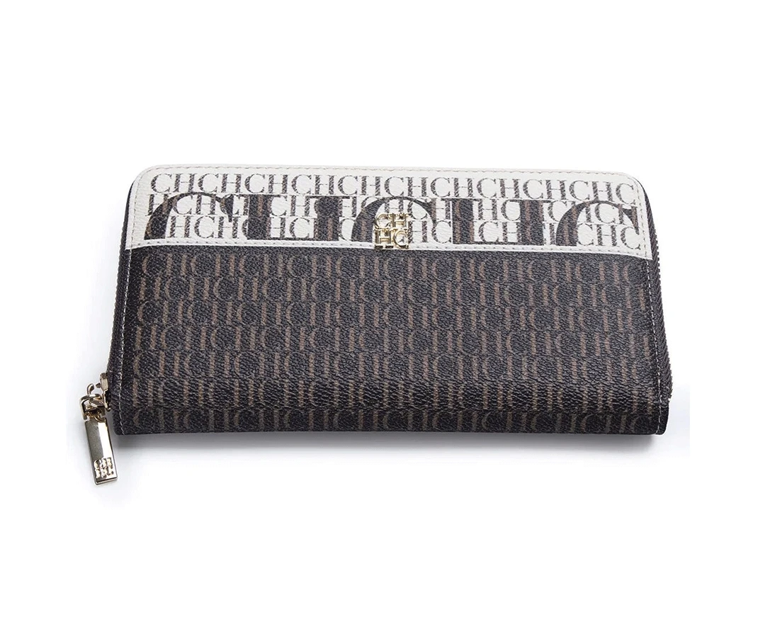 CH Damen Lange Reißverschluss-Geldbörse Vintage Monogramm Niedliches Bärenmuster Große Kartenfächer Geldbeutel Mit Verpackungsbox Tägliche Münz-Clutch – Detail 5