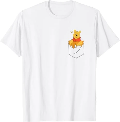 

Winnie The Pooh Pattern Print Cotton T-shirt Multi-color Options Classic Cartoon Print High-quality Short-sleeved Casual Top