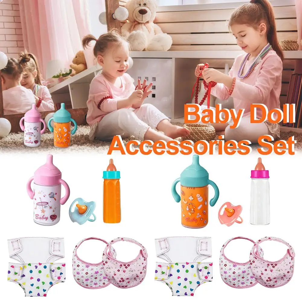 Conjunto de Acessórios para Bonecas 7PCS com Garrafas de Leite e Suco e Chupeta de Brinquedo para Bonecas, Presente para Crianças