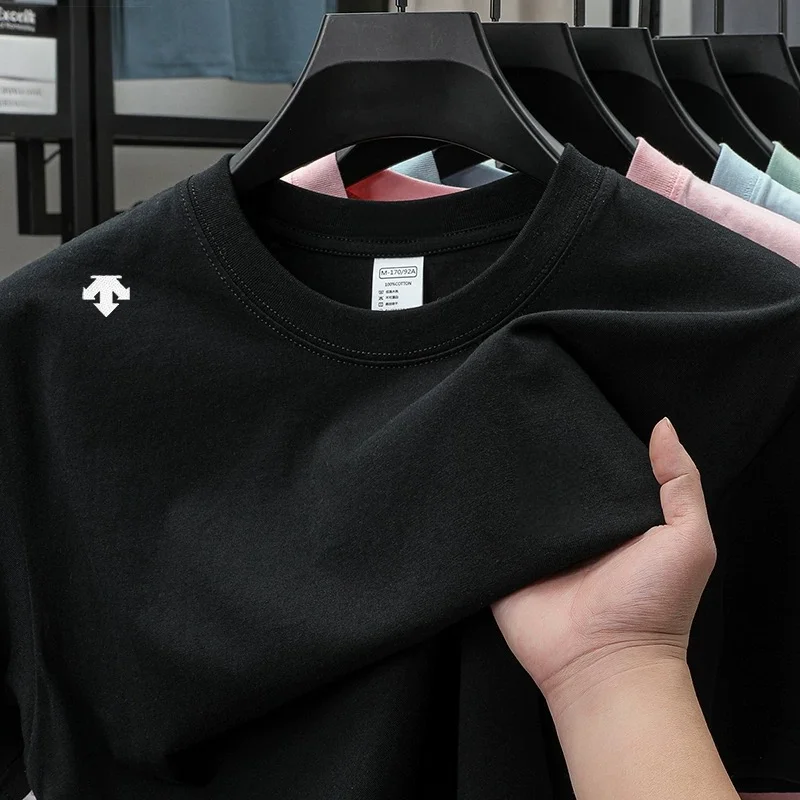 100_ Pure cotton summer high-end men's short-sleeved round-neck embroidered fashion style men clothing t shirts pro choice