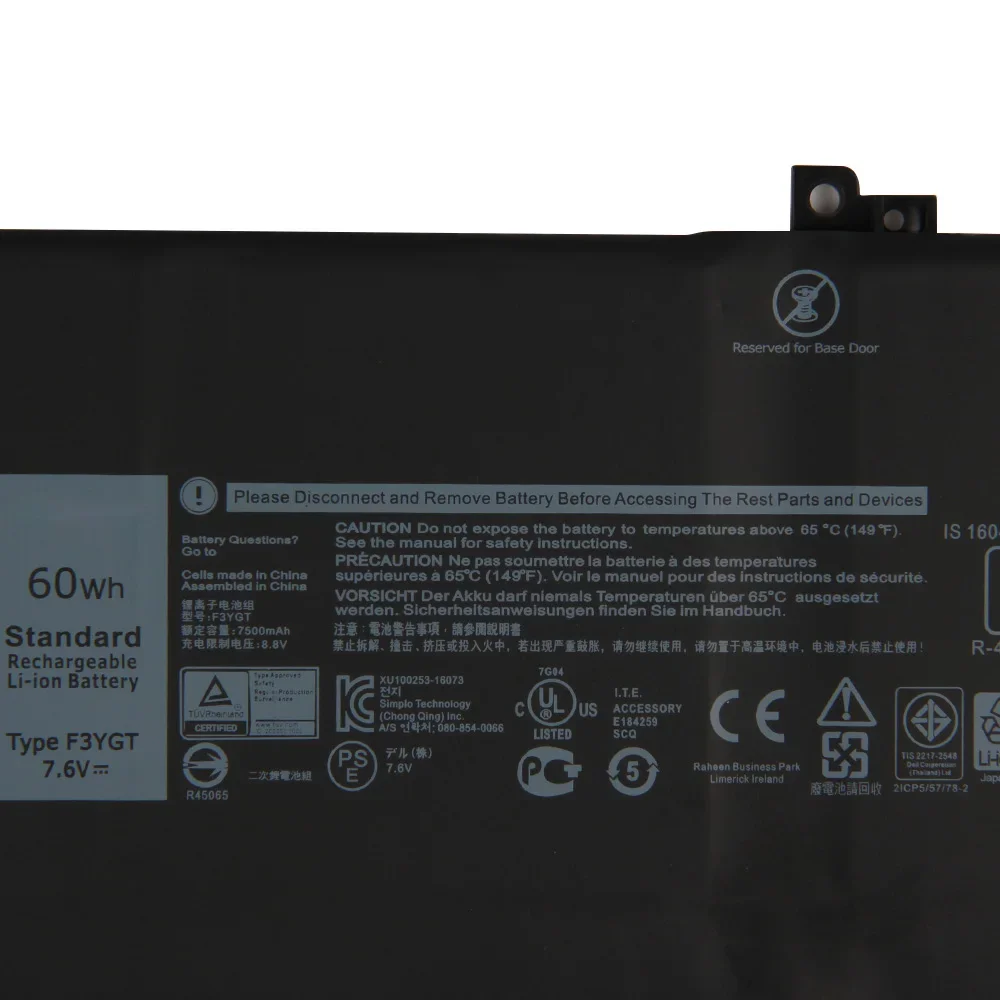 

Сменный аккумулятор для ноутбука F3YGT на 60 Втч для Dell Latitude 7480 E7280 7490 7000 DM3WC 2X39G