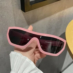Y2K Punk Luxury Brand Designer One Piece Unique Sunglasses Women For Men Vintage Sequin Sun Glasses Hip Hop Popular Pink Shades