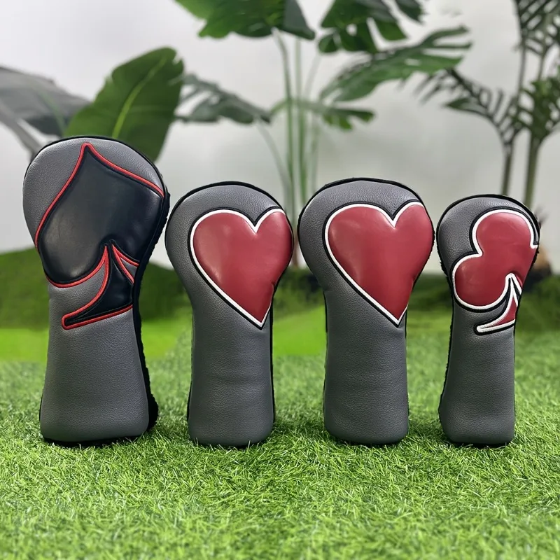 ฝาครอบป้องกันไม้กอล์ฟสไตล์โป๊กเกอร์ ทำจากวัสดุกันฝุ่นและทนทาน ด้านในนุ่ม ฝาครอบหัวกอล์ฟกันรอยขีดข่วน