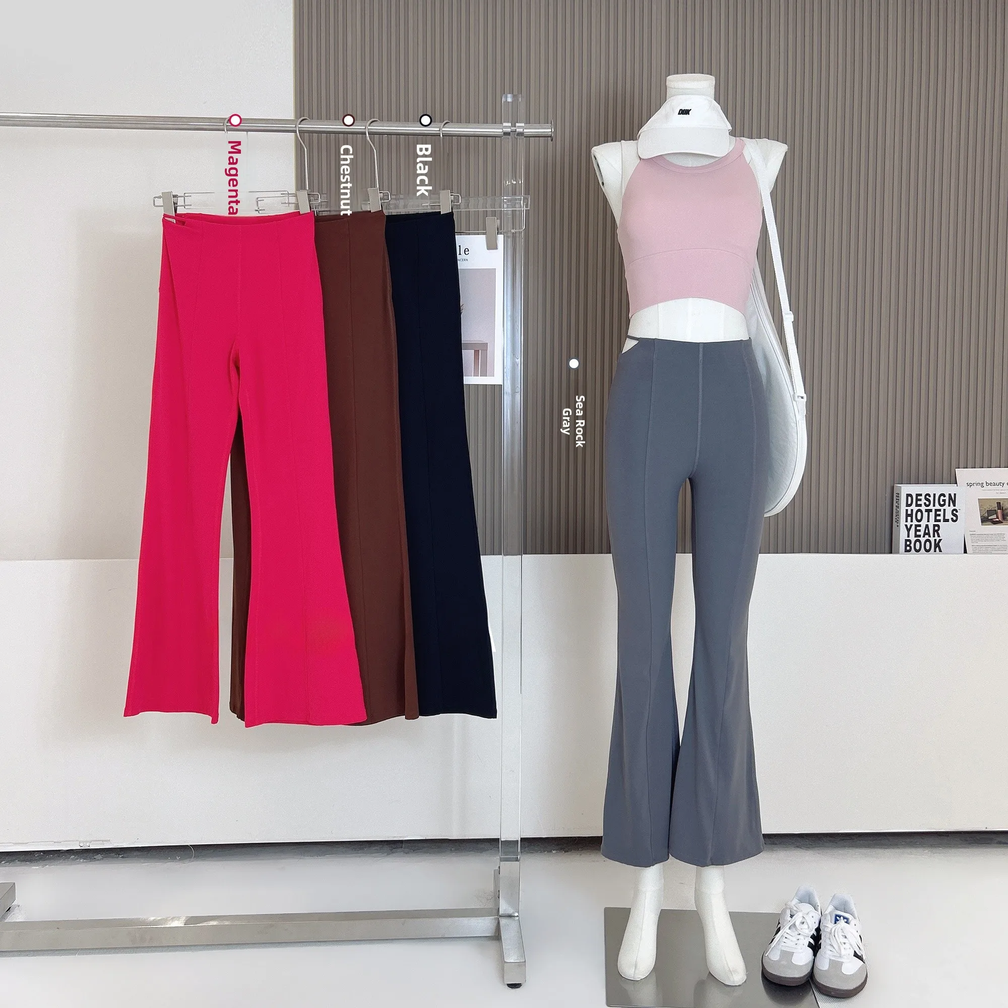 

High Waist Yoga Pants Women's Sexy Casual Bell Bot High Elastic Fitn Trousers Summer Asymmetric Long Pants Nylon Spandex