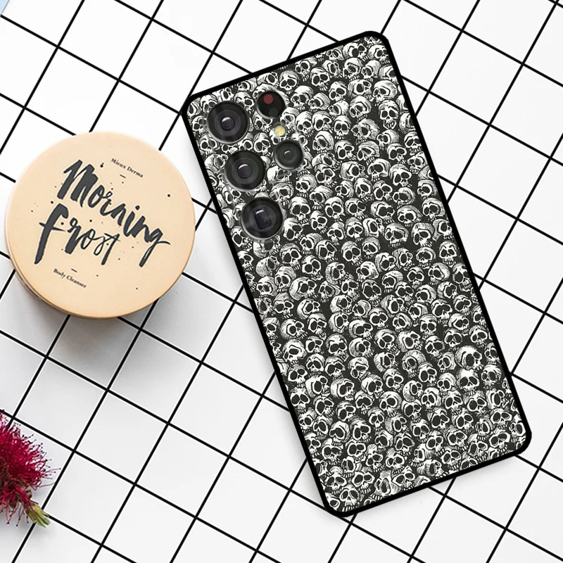 Funda de calavera de moda gótica para Samsung Galaxy S21 S22 S23 S24 S25 Ultra S9 S10 S25 Plus S25 FE S20 FE