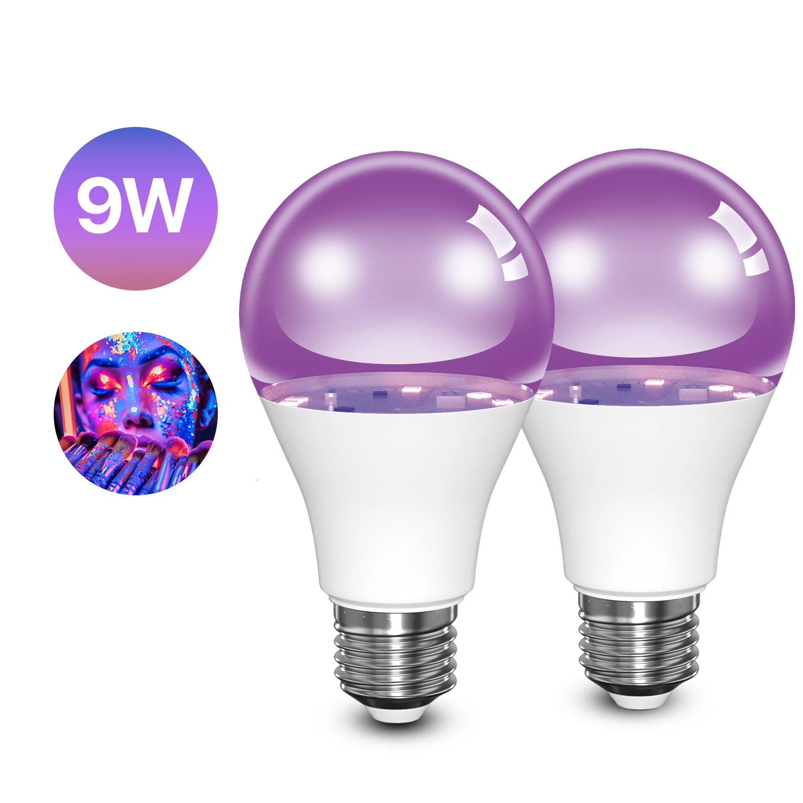 

E26 9W UV Purple LED Light Bulb AC 120V PurpleTransparent Cover Hotel Party Ghost House Fluorescent Atmosphere Decoration Light