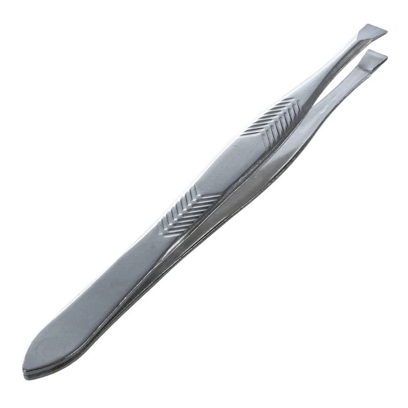 2X Silver Tone Stainless Steel 3.5 Inch Length Tweezer For Eyebrow