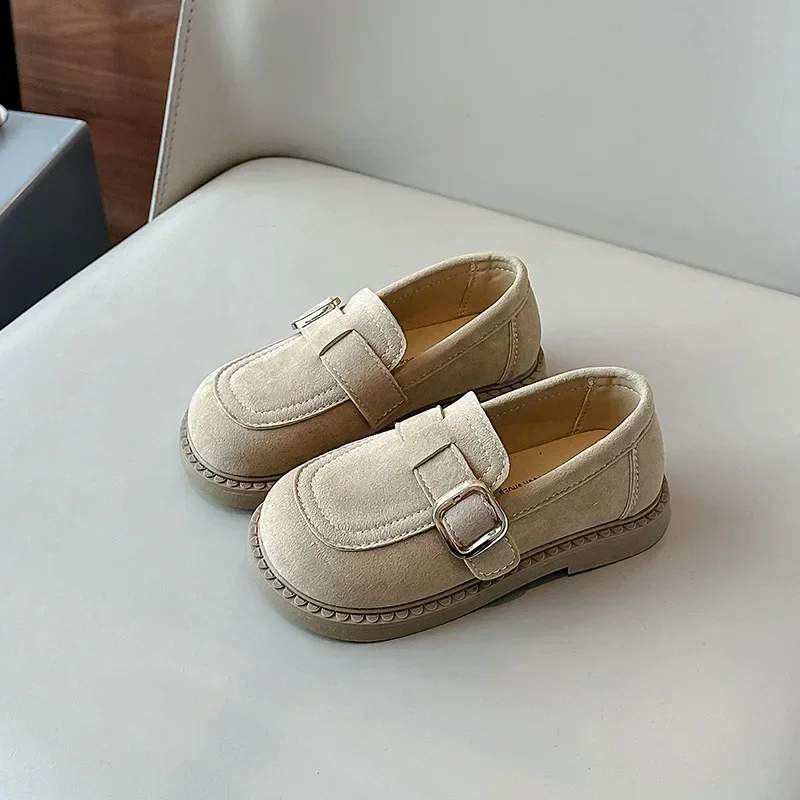 2025 Fashion New Girls' Flat Shoes Simple Causal Children's Leather Shoes Soft Bottom Spring Autumn Kids Walking Shoes Hook Loop
