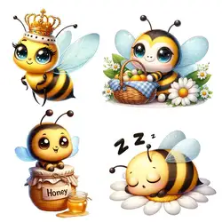 Cute Honey Bee Sticker Kids Room Bedroom For Wall Decoration Mural Self-adhesive Home Decor Cute Animals Decals S106