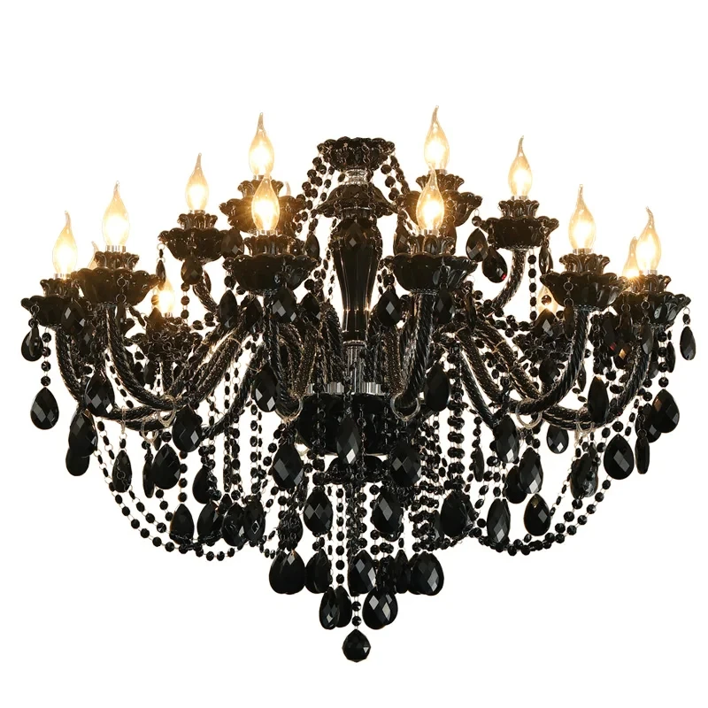 Lustre Room Decor 90-260v Black Crystal Pendant Lights Decoration Black Chandelier Living Room Crystal Chandelier Light Dining