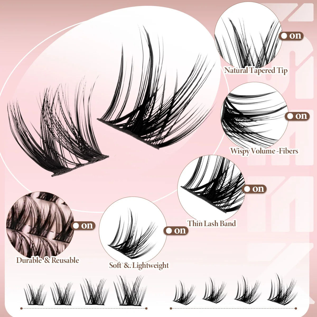 Clusters de cils bricolage Kit d'extension de cils naturels individuels vaporeux Styles de mélange doux pour les débutants avec outil de maquillage de liaison et de joint