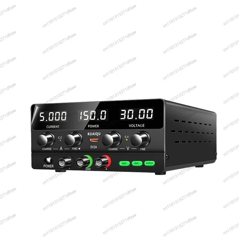 

KUAIQU Регулируемый источник питания постоянного тока 30V5A Источник питания для обслуживания SPPS-H305 Сигнализация перегрузки по току и перенапряжения