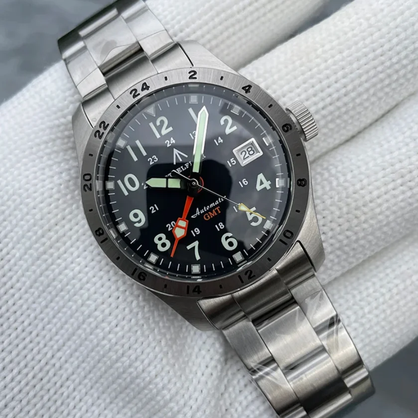 STEELDIVE Men Automatic Watch 39MM GMT Mechanical Wristwatch Diver 20Bar Waterproof C3 Luminous Sapphire Mirror NH34 Military