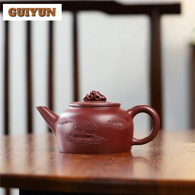 260ml Authentic Yixing Purple Clay Teapot Handmade Taihu Lake Stone Pot Raw Ore Dragon's Blood Sand Mud Kettle Zisha Teaset Gift