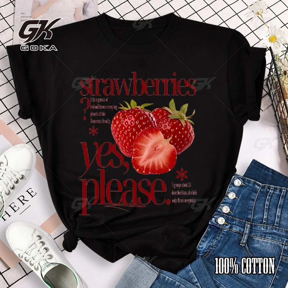 

Graphic T Shirt Y2k 90s Strawberry Design Print T-shirt Short Sleeve Crew Neck Casual All Season Women's Clothing Top Tee