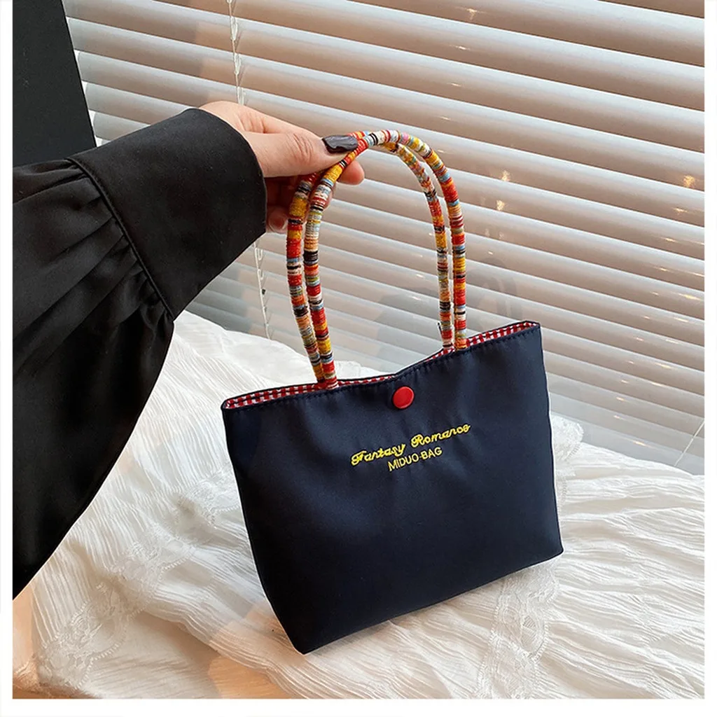 Stylish Color Tote Handbag Women Summer Vintage Embroidered Version Handbag and Practical Outdoor Phone Bag for Our Daily Life