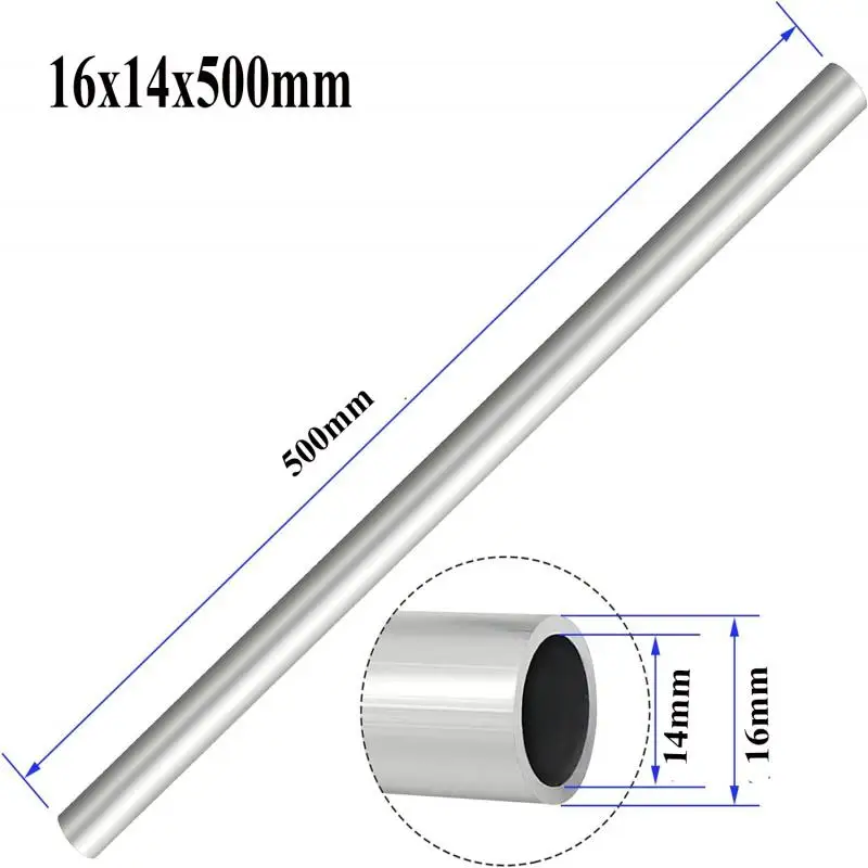 1 szt. 6063 rura aluminiowa długość 500mm/200mm OD 5 ~ 20mm średnica wewnętrzna 3 ~ 18mm grubość 1mm prosta okrągła rura ze stopu aluminium