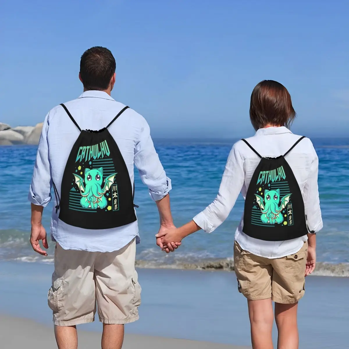 Cthulhu-Sac à dos de yoga personnalisé pour hommes et femmes, sac à dos de sport, sac de sport, sac de sport Lovecraft Monster, sac à dos Anime Funny Cat, proximité Wstring