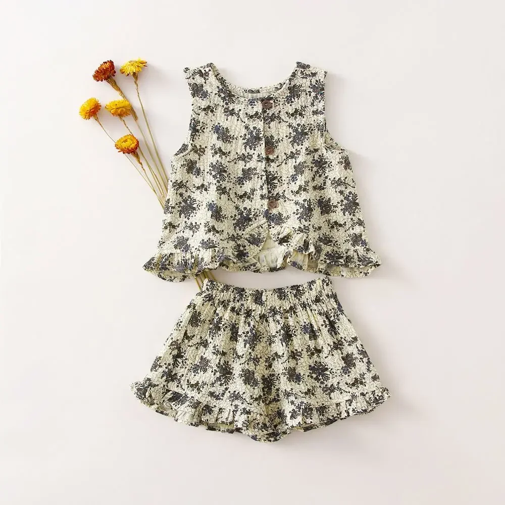 Summer Toddler Baby Girl Clothes 2Pcs Organic Cotton Fashion Baby Girl Holiday Clothes