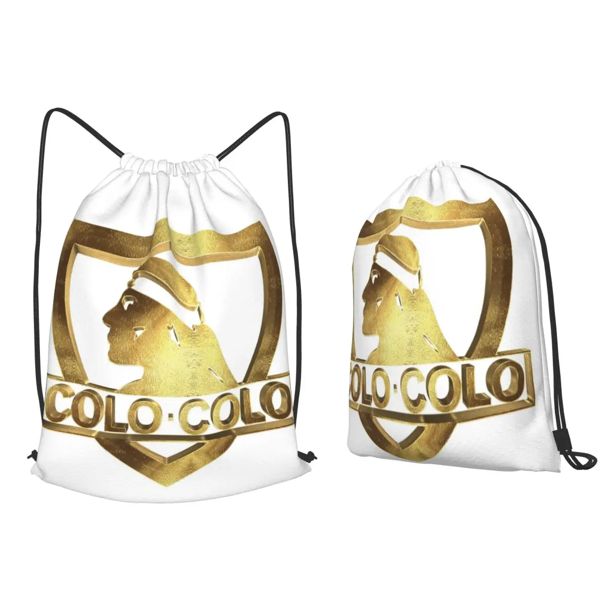 My Golden Santiago Football Colo Barra Brava Chile Backpacks Casual Drawstring Bundle Pocket Sundries Bag Book Bags for Travel