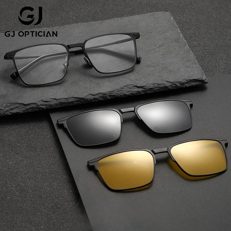 

GJ OPTICIAN алюминий, магний, чистый титан, магнитные присоски, модные очки для чтения с защитой от синего света, очки по рецепту