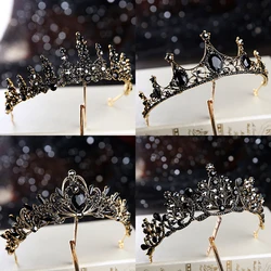 2023 New Baroque Retro Black Luxury Crown Bridal Headdress Wedding Dress Ball Headdress Crown Birthday Female Crystal Crown