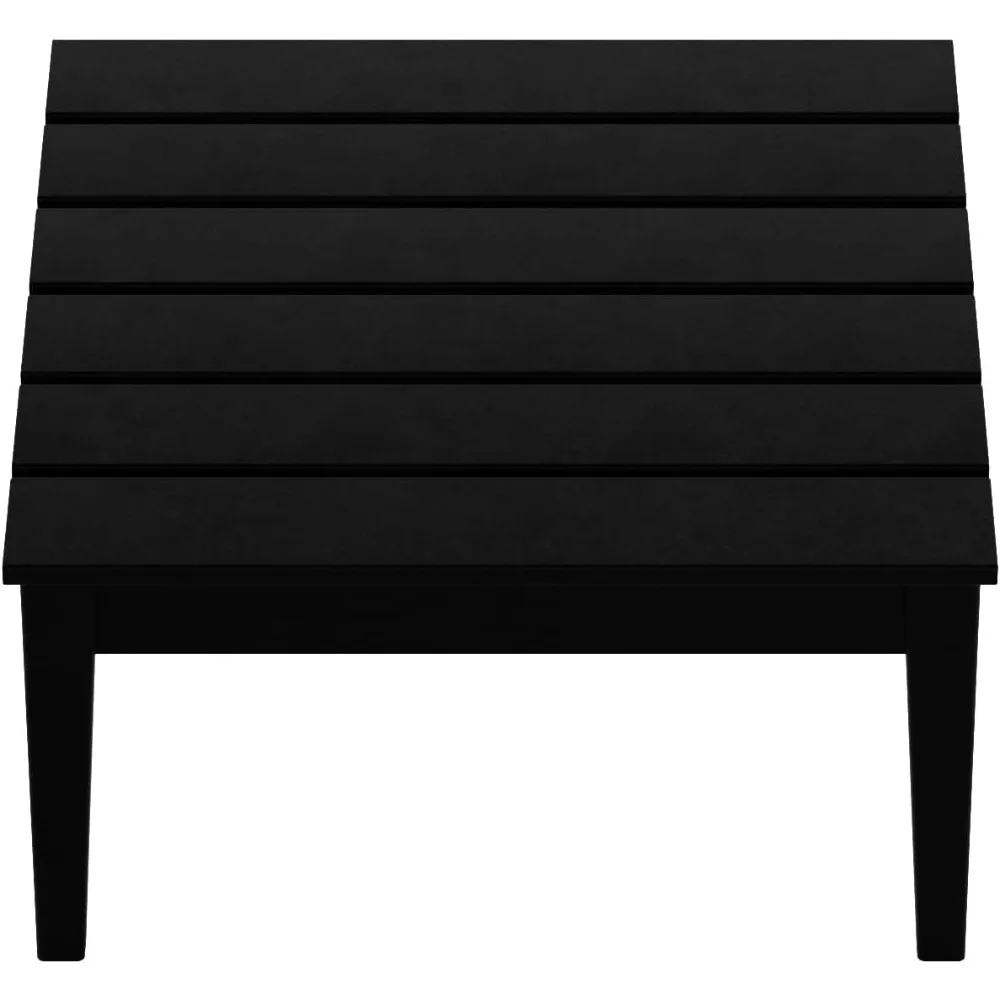 Ashore Outdoor Coffee Table, 32 Inch All Weather Poly Lumber Adirondack Patio Coffee Table Square Low Table, Black