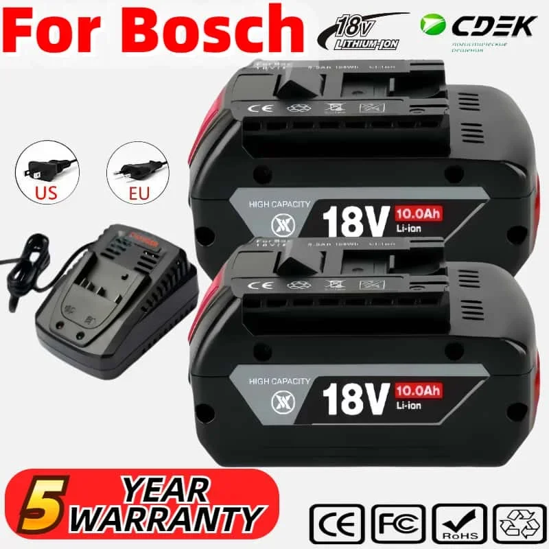 

For BOSCH High-Performance 18V 6.0Ah LITHIUM-ION BATTERY GBA 18v 6.0/8.0 Ah Professional GBA GSR GSB BAT609 Rechargeable Battery