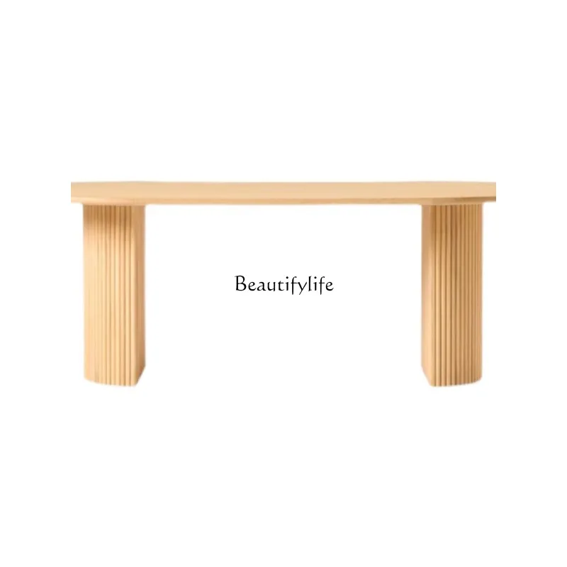 

Nordic Solid Wood Dining Table Home Small Apartment Modern Simple and Light Luxury Rectangular Dining Table Wood Color