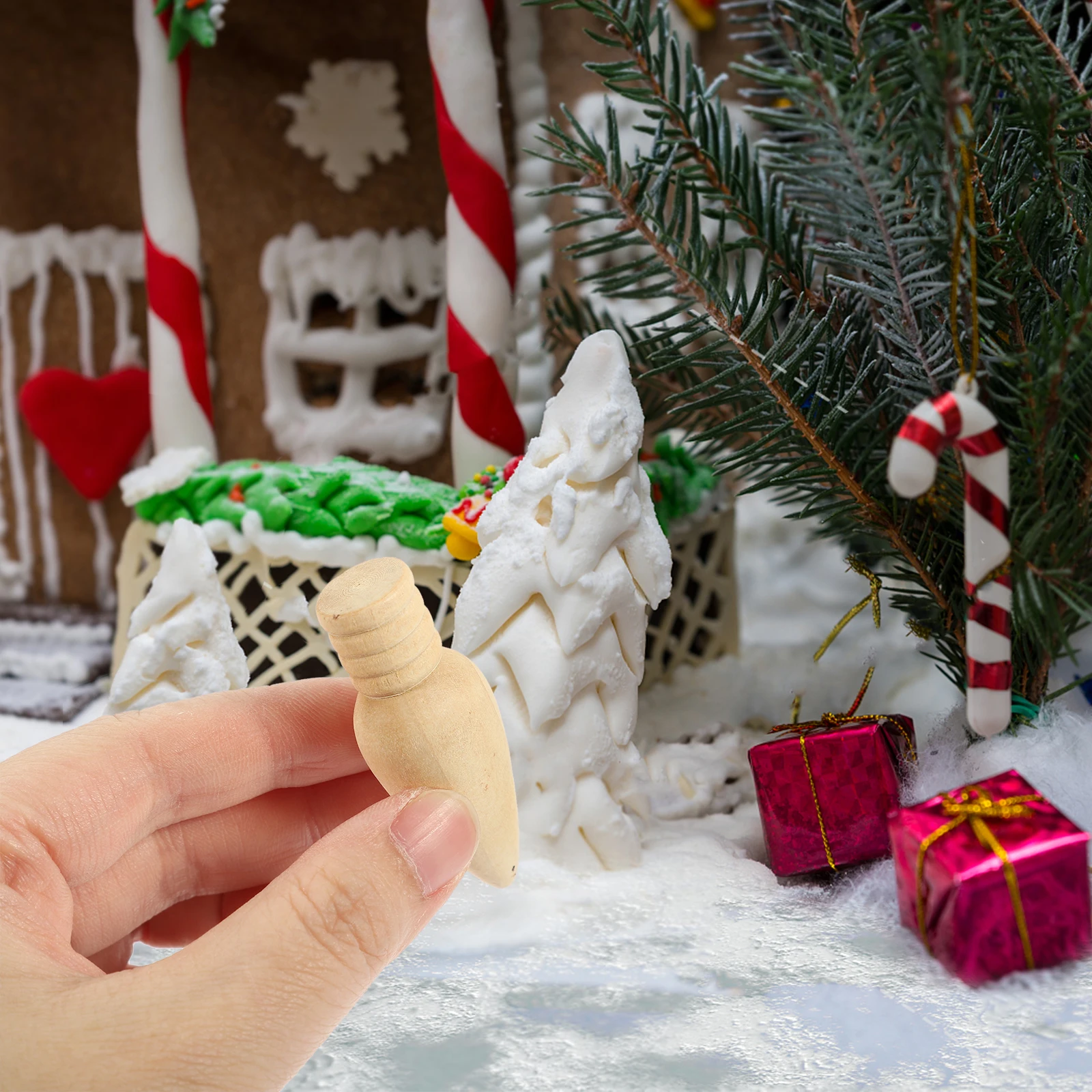 

10 Pcs Woodcarving Christmas Decorations Paintable Ornaments Crafts