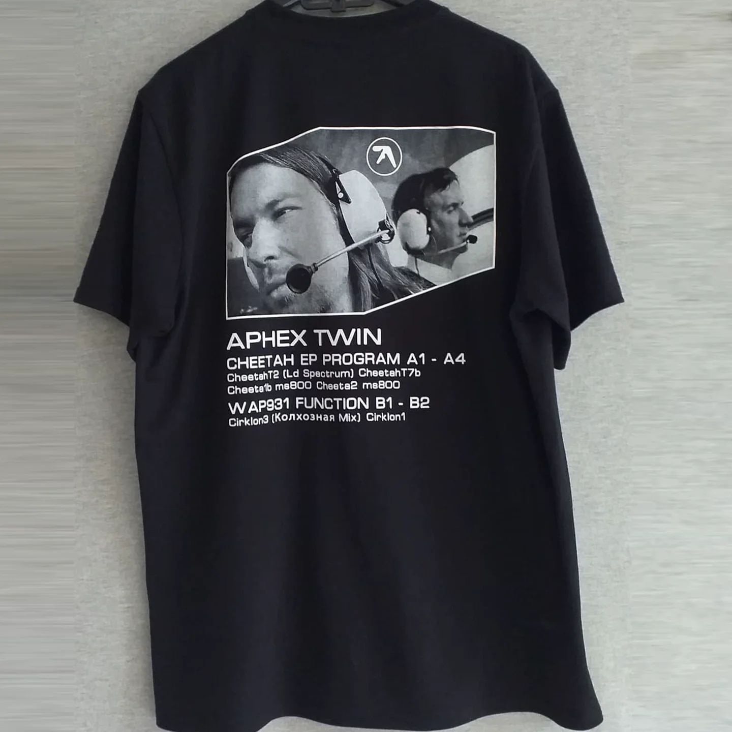 Aphex Twin High-End Short-Sleeved T-Shirt Trendy Hip-Hop Style American Tough-Guy Look Small Collar Popular on Instagram.cotton t shirt, 100% cotton tee, soft breathable t-shirt, summer short sleevetops, unisex graphic tee, plus size t shirts            .