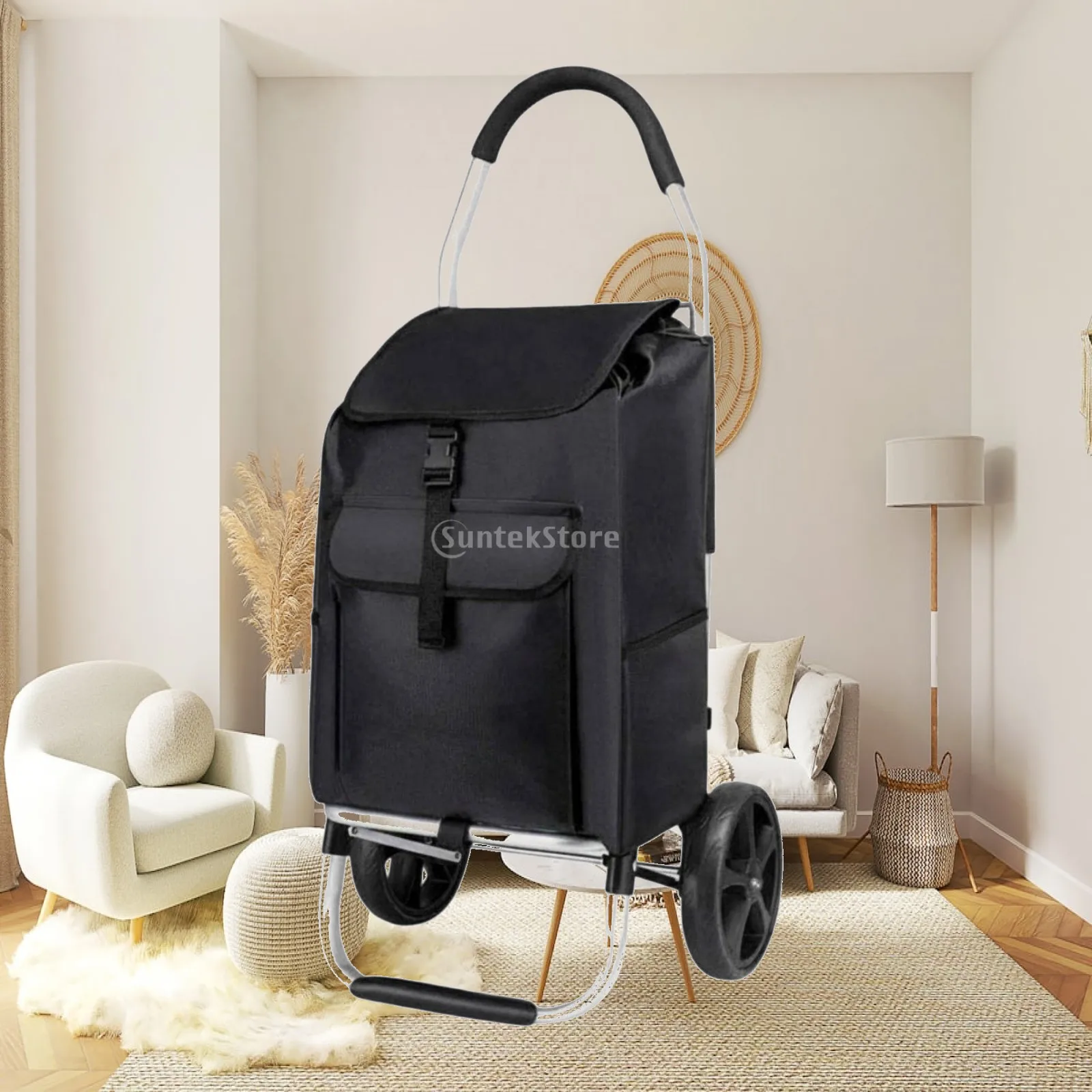 Aluminum Foldable Shopping Cart Collapsible Grocery Trolley 4 Wheels Heavy Duty for Daily Shopping Trips