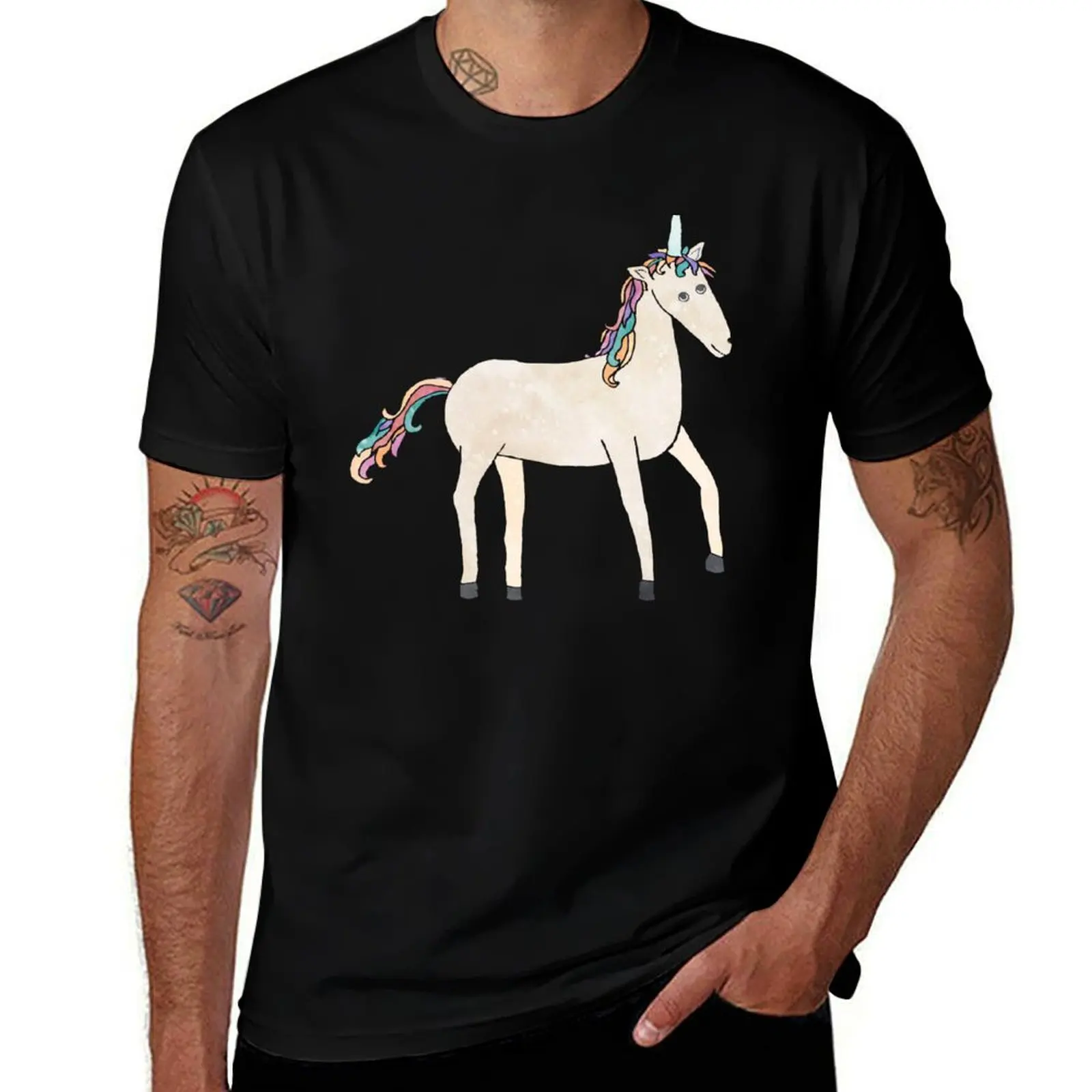 

Unicorn Pattern on Pastel Purple T-Shirt t shirt man luxury men t shirt cotton 100% T-Shirt