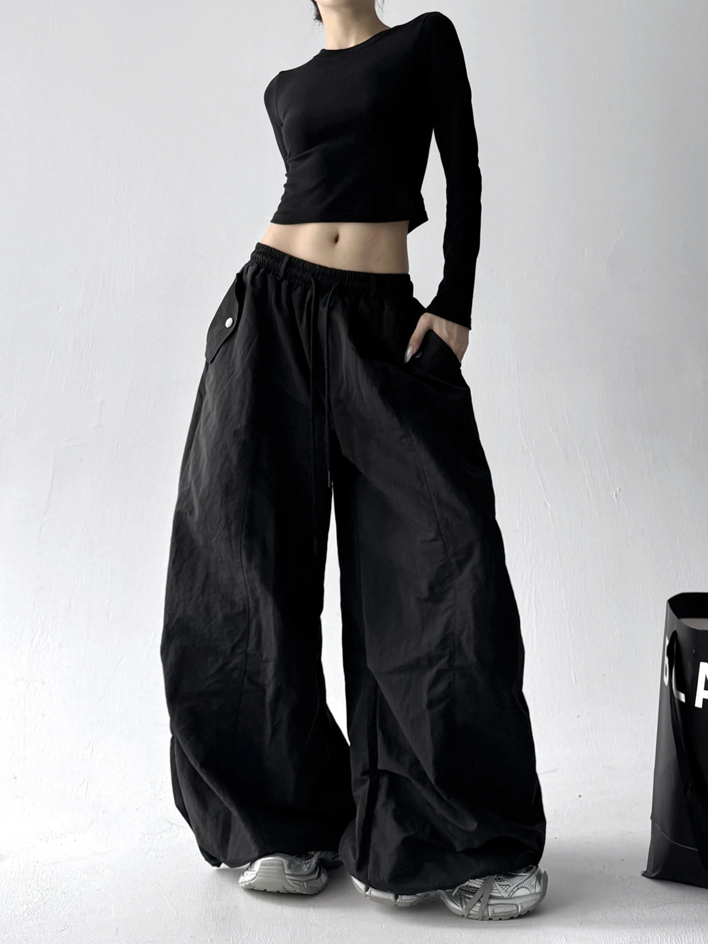 กางเกงทำงานทรงหลวมสไตล์อเมริกันสำหรับผู้หญิง รุ่น Thiened American Sle Bla Paratrooper เหมาะสำหรับเต้นแจ๊ส ใส่สบายๆ ในฤดูใบไม้ร่วงและฤดูหนาว