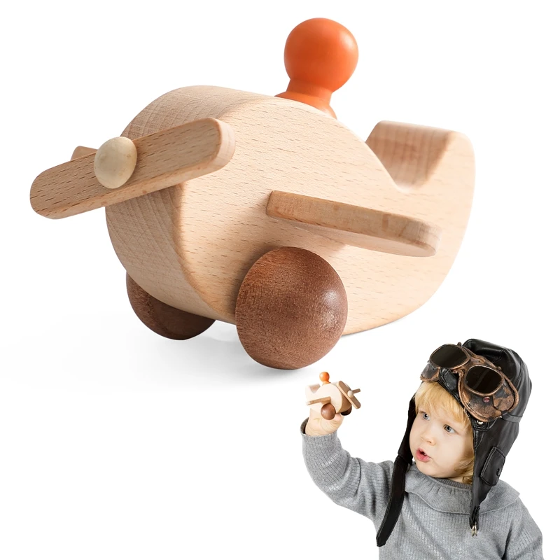 Holz Kinder Blöcke Für Babys BPA FREI Bio Buche Baby Spielzeug Cartoon Flugzeug Bösewicht Montessori Spielzeug Gehirn Spiel Handmade