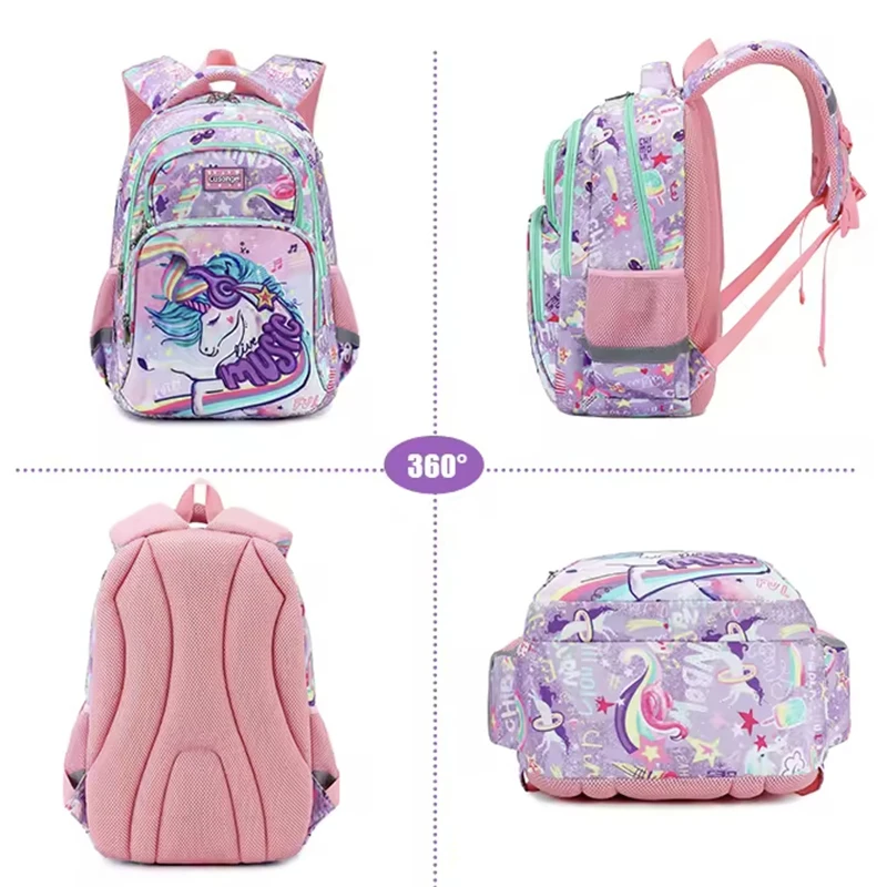 Unicorn Escola Primária Mochilas para Crianças, GM-6032, Cartoon School Bag, impermeável, alta qualidade