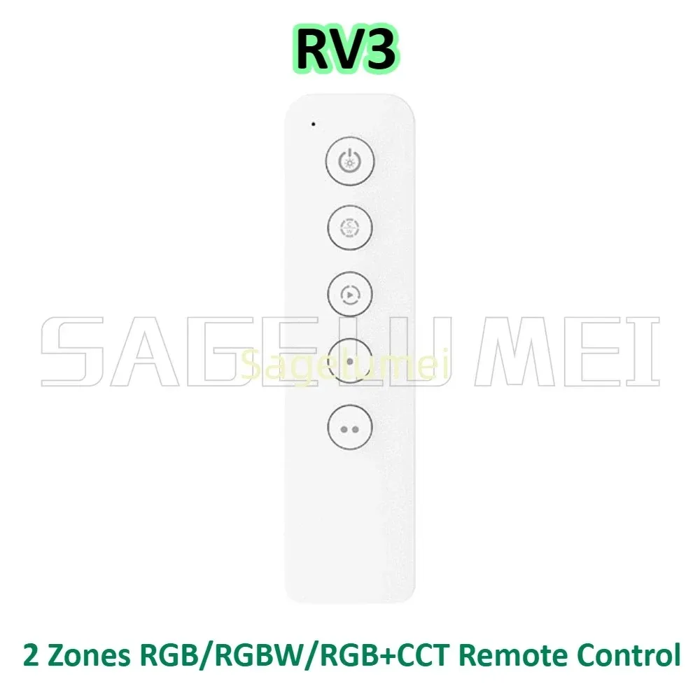 

SKYDANCE NEW 5-button RF DIMMER RV1/RV2/RV3 remote 1 Zone/2 Zone 2.4Ghz controller For single color/CCT/RGB/RGBW/RGB+CCT strip