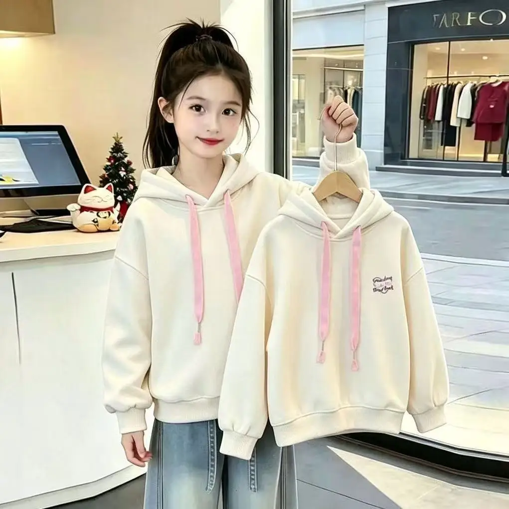 2026 New Autumn Winter Girls Clothes Hooded Sweatshirt Baby Heart Dresses Teenager Kid Princess 4 7 8 9 10 11 12 13 14 15 Year