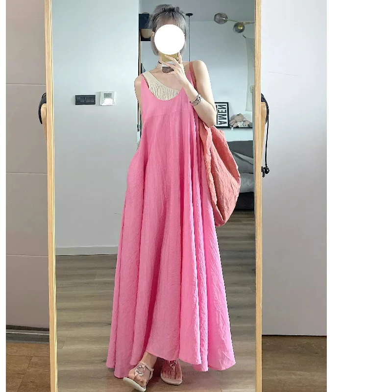 Pink Sweet Summer 2025 New Style Fairy Tale Long Gown Women's Strapless Dress Vacation Vibes Casual Chic Maxi Dress