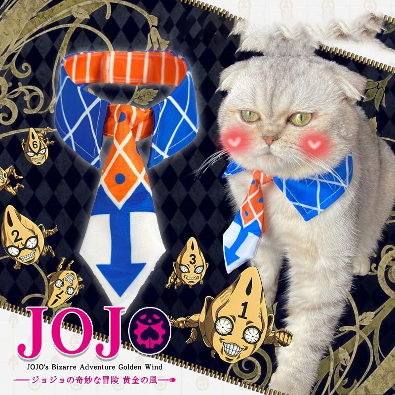 Disfraz de mascotas JoJo's Bizarre Adventure Kira Yoshikage corbata JOJO Cosplay corbata Guido Mista disfraz de Cosplay para mascota pequeño gato perro