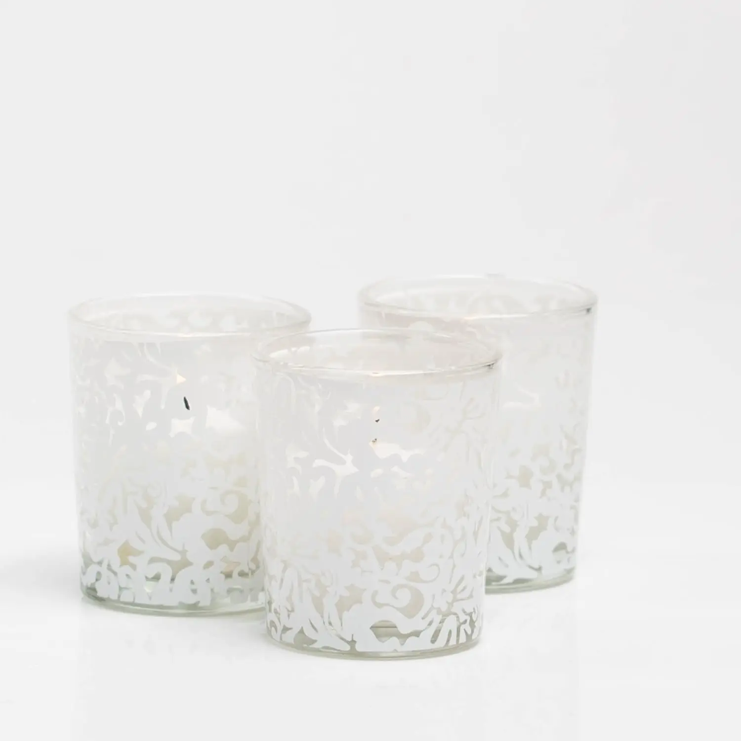 Lace Design Votive Holders Set of 72 Added White Lace Pattern Decal Will Add Just The Right Touch To Any Romantic Setting