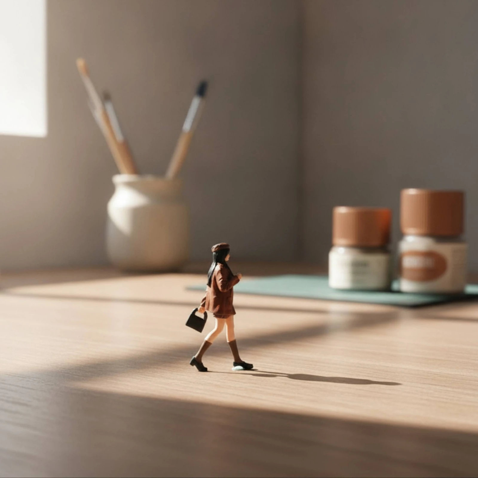 Miniature Girl Figure Compact Resin Figurine Miniature Figurine Micro Scale Model Person Sturdy for Diorama Builders
