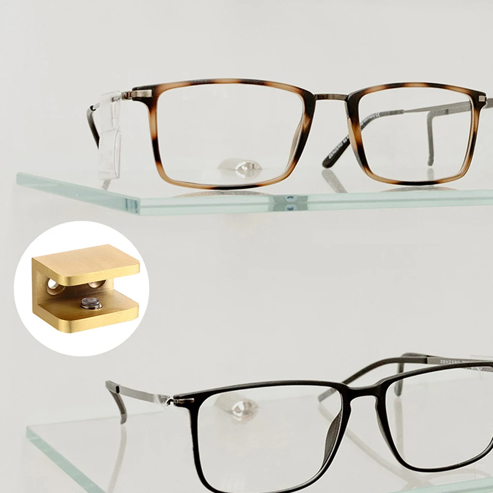 

Copper Glass Shelf Clamp Strong Fixed Clips for Cabinets Display Shelves Easy Install Heavy Duty Support Pegs Glass Shelf Clamp