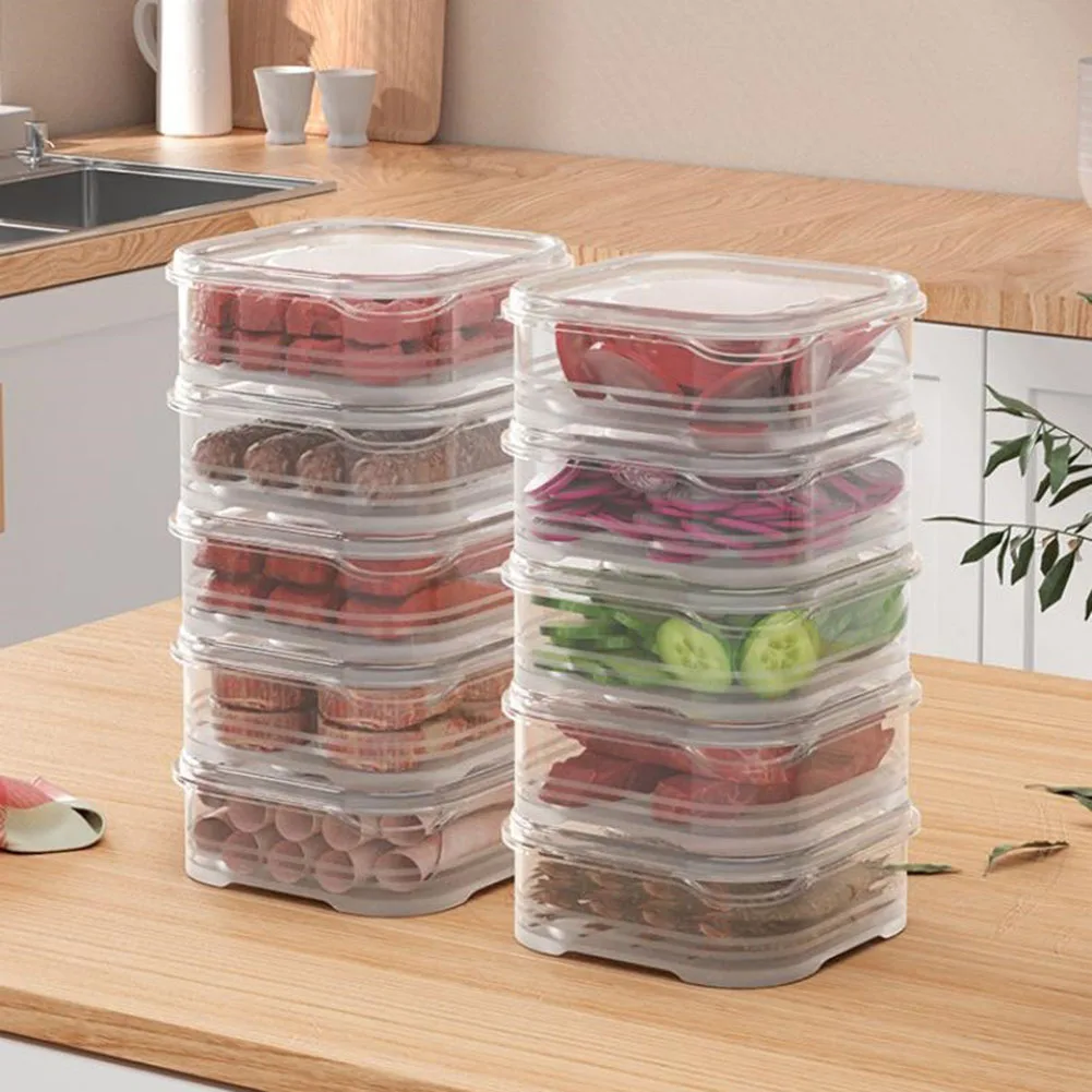 Food Storage Stackable Boxes Refrigerator Storage Box Fridge Organizer Food Container Sealed Fresh With Lid Food Container