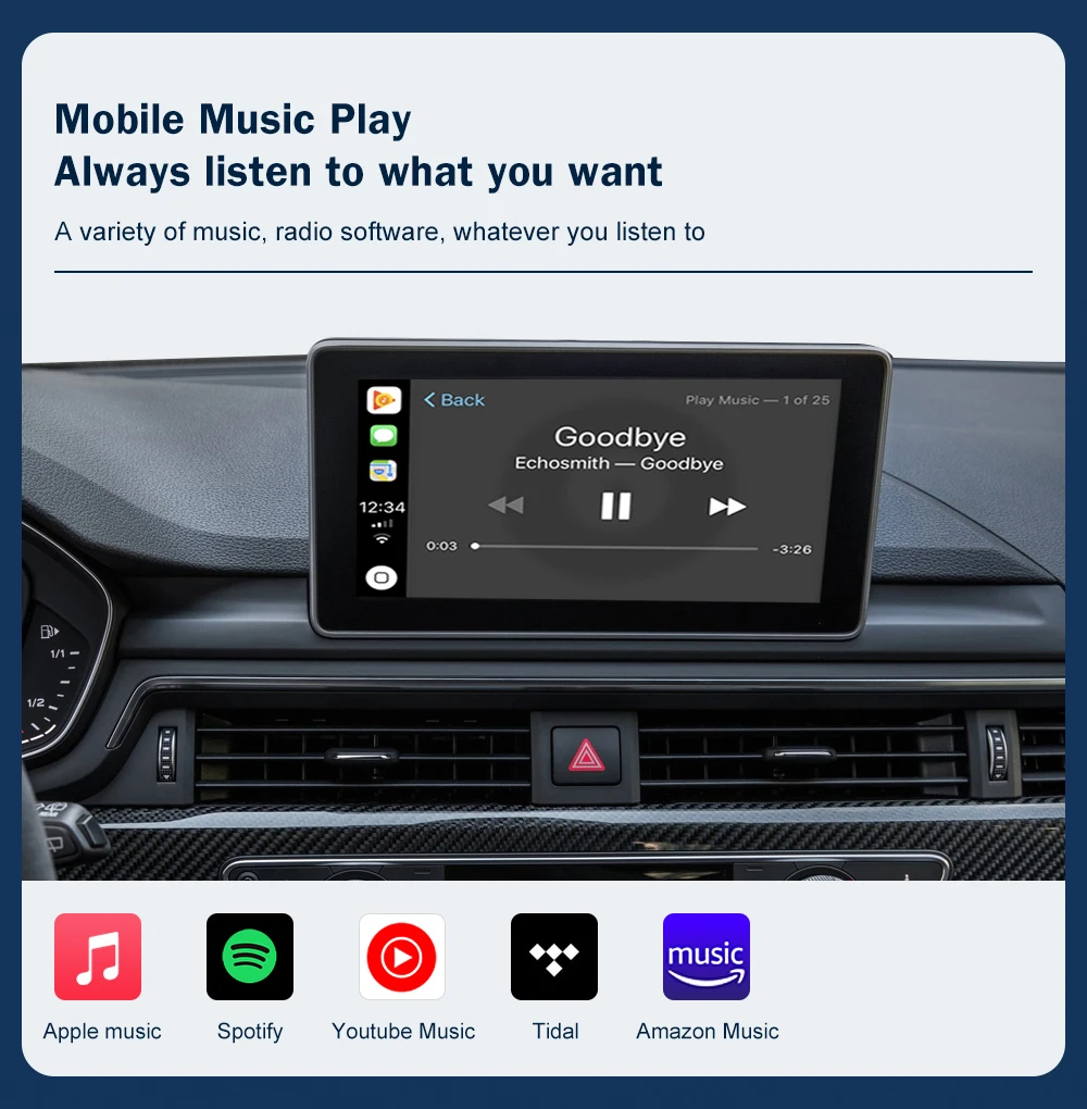 Road Top Wireless CarPlay for Audi A4 B9 A5 Q5 Q7 2016-2019, with Android Auto Interface AirPlay Mirror Link Car Play Functions