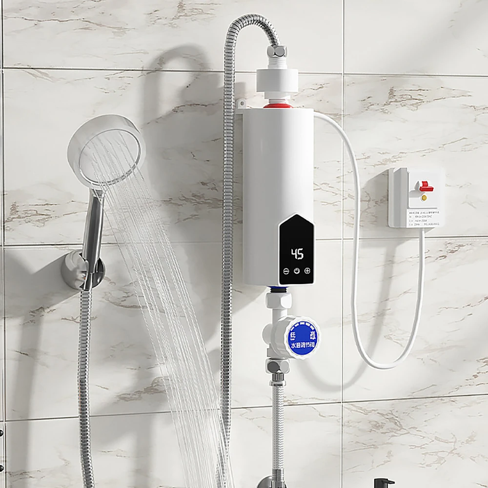 Instant-Warmwasser bereiter Küche Bad Wand montage elektrischer Warmwasser bereiter LCD-Temperatur anzeige mit Dusch set 220V
