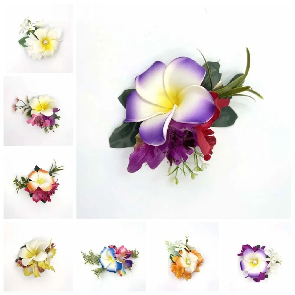 إكسسوارات الشعر النسائية البيض الحلو زهرة الجانب كليب التايلاندية نمط القماش فرانجيبان مشبك شعر سبيكة اللؤلؤ الفتيات دبوس الشعر الصيف