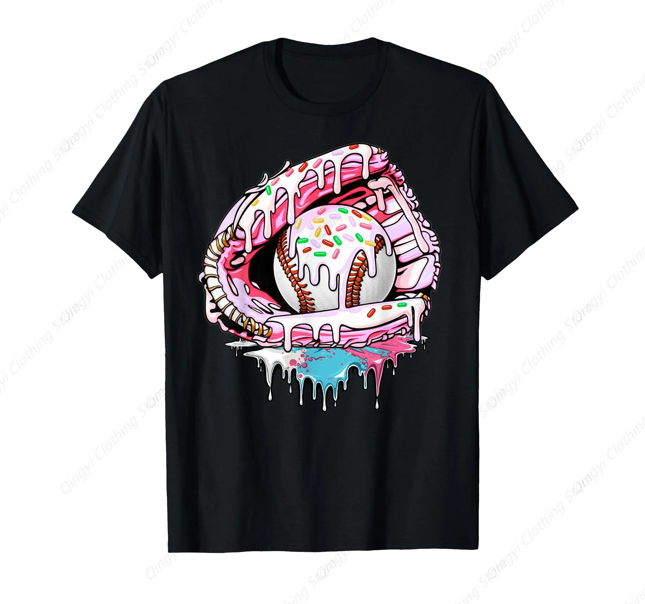 

Baseball Ice Cream Drip Sprinkles Softball Glove T-Shirt