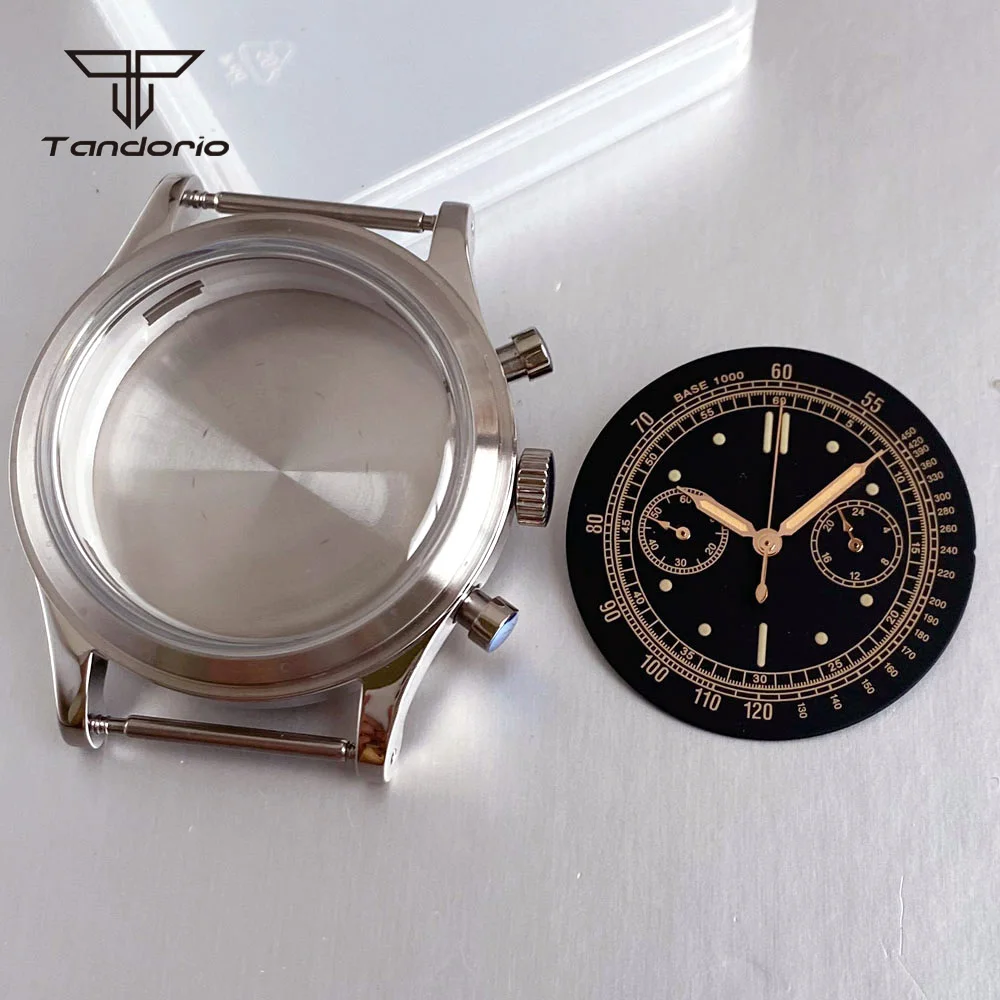 Fit MiyotaOS20 Movement 38mm Quartz Watch Case with 32mm Dial Set Domed Glass Multifunctional Chronograph Wristwatch Accessories